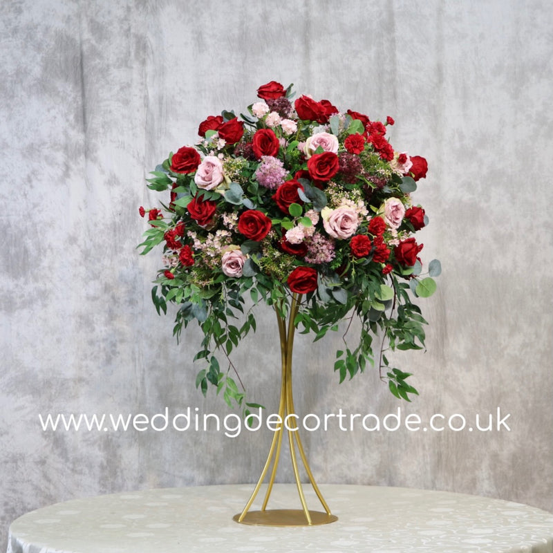 Wine & Pink Textured Silk Floral Centrepiece - M20