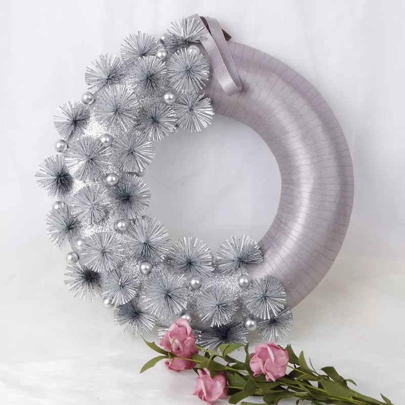 Silver / Grey Christmas Door Wreath - 40cm