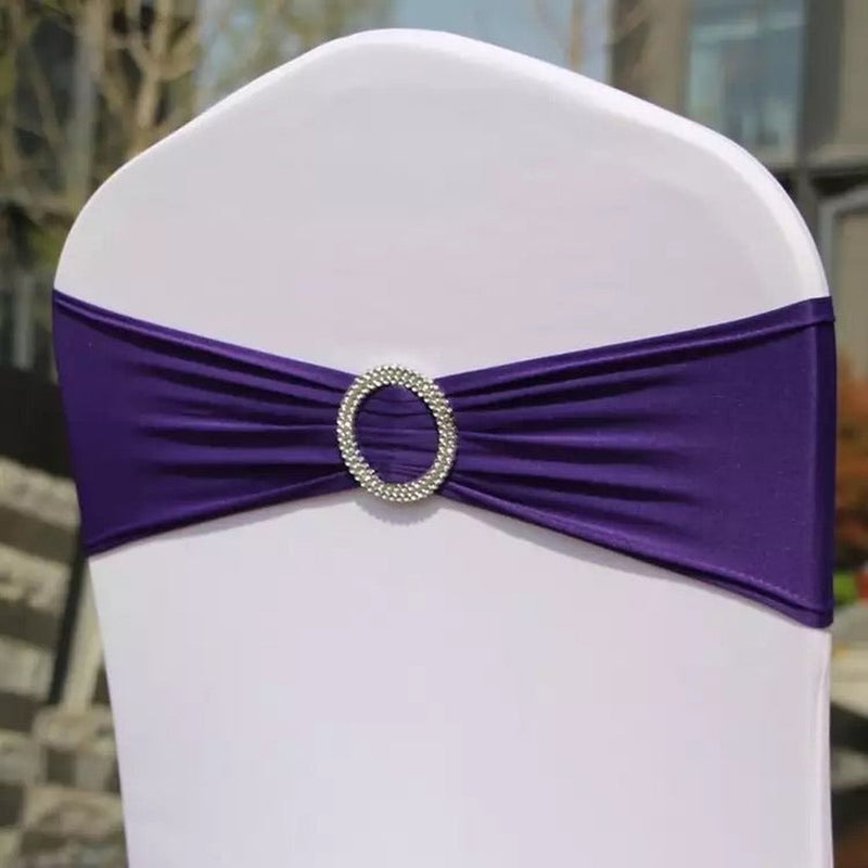 Lycra Chair Band With Buckle - Purple