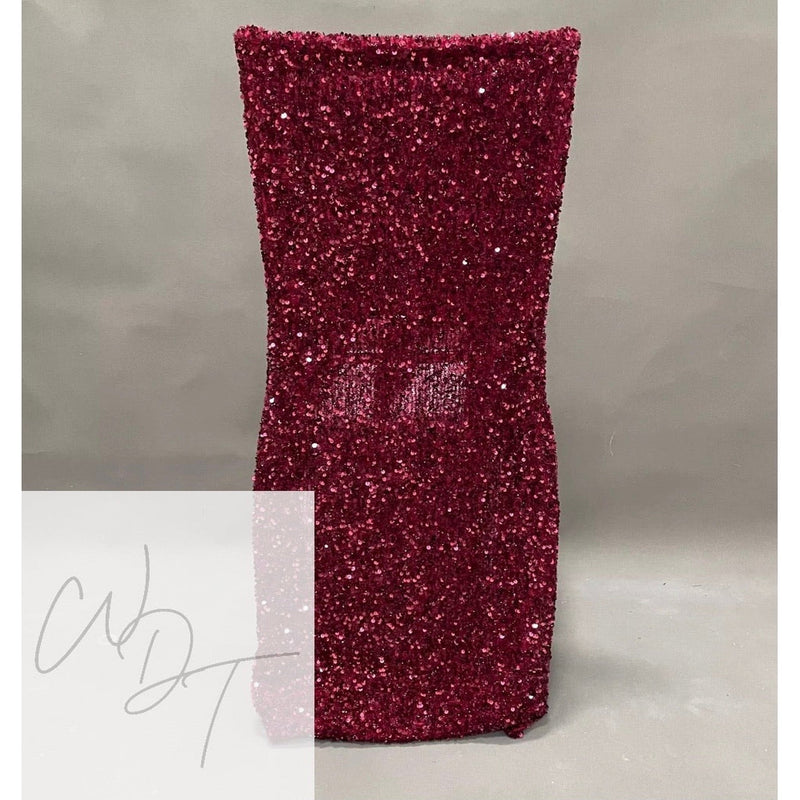 Heavy Duty Premium Sequin Chair Cap - Wine