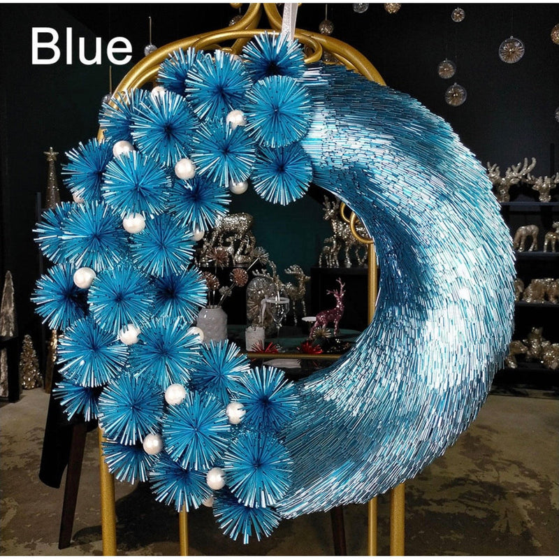 Blue Christmas Door Wreath - 40cm