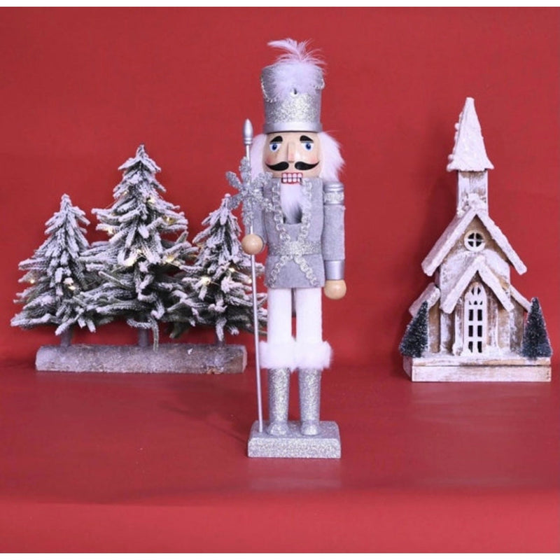 Silver Luxe Christmas Nutcracker Soldier - 38cm