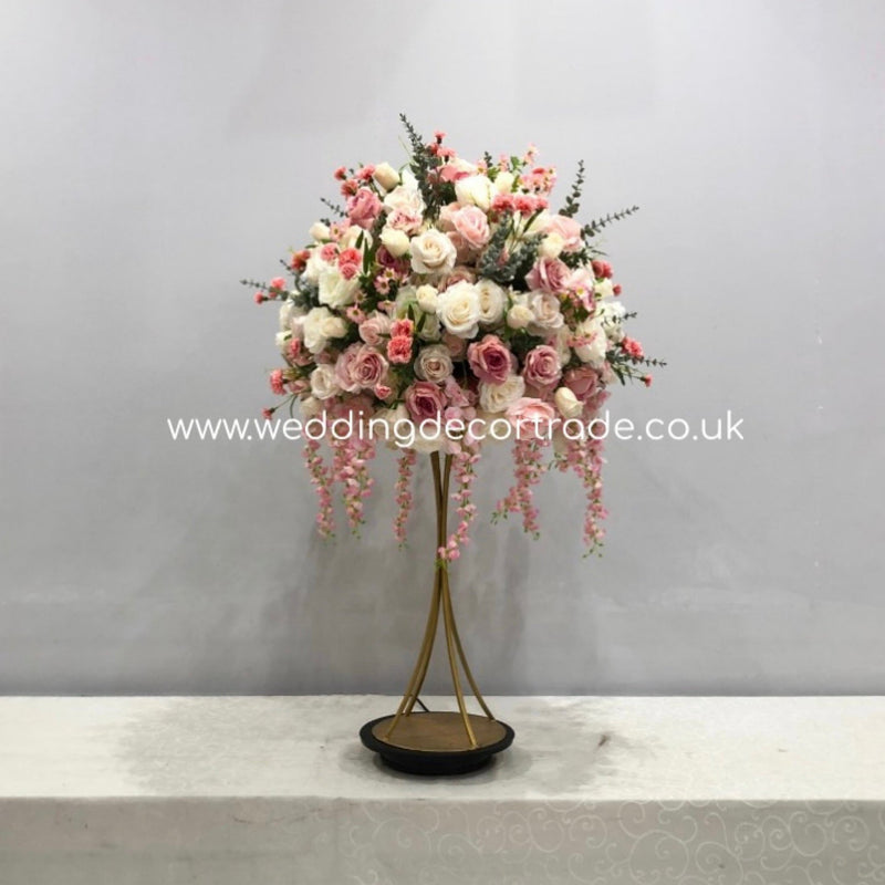 Dusky Pink Textured Silk Floral Centrepiece - M3