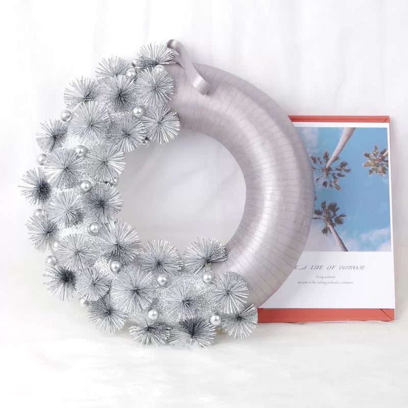 Silver / Grey Christmas Door Wreath - 40cm